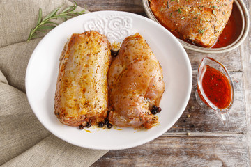 Rabbit meat with herbs