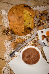 Panettone with hot chocolate