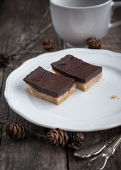 Chocolate Brownies on White Plate