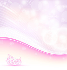 Christmas wavy background with snowflakes and balls