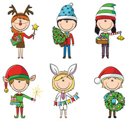 Christmas children with gifts