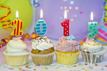 2015 new year cupcakes on abstract colorful background