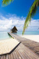 Beautiful vivad over beach with the water villas