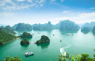 Tischdecke Halong Bay in Vietnam. Unesco World Heritage Site. © cristaltran