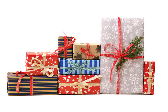 Christmas gifts isolated on white background 