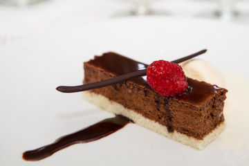 Raspberry on Chocolate Dessert