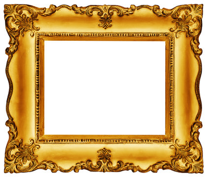 Golden Frame isolated on white