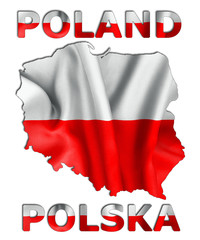 Poland Flag Country Outline