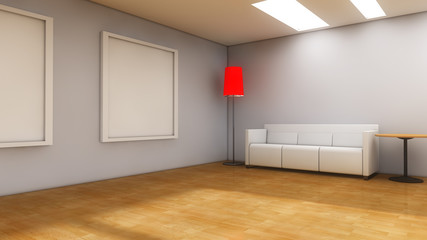 Modern interior with frames