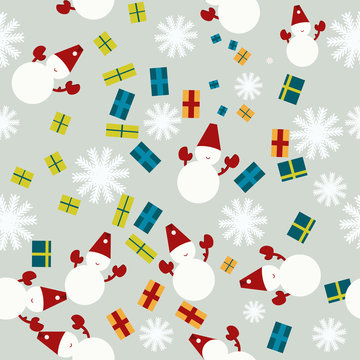 Vector seamless winter pattern in flat style
