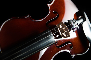 Violin on a black background
