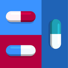 Vector capsules on blue and red
