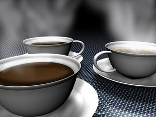 A few cups of coffee 3d rendered
