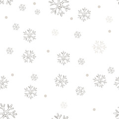 Vector Seamless Winter Pattern Backround of Snowflakes