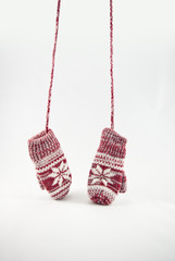 Little baby mittens/gloves isolated on white background