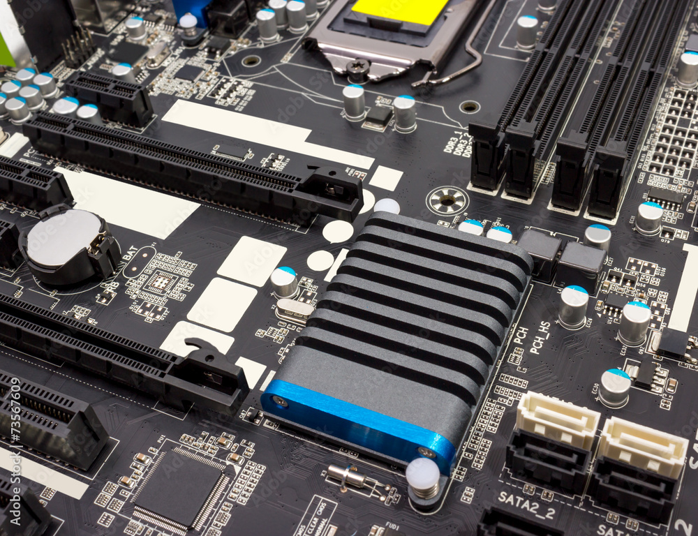 Poster electronic collection - digital components on computer mainboard