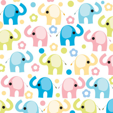 olorful elephant with flowers vector wallpaper
