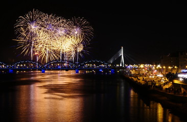 Fireworks in Big Eeuropean city Riga
