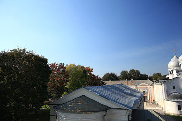 Orthodox monastery church domes of the Kremlin Fortress