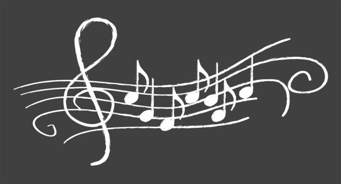 Music Notes On Blackboard