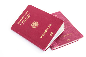 Germany passports and visas isolated on white background