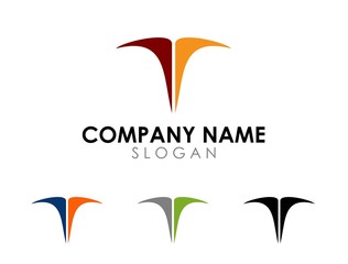 Curve letter T logo template