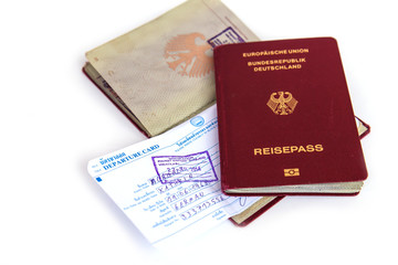 Germany passports and visas isolated on white background