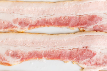 raw Bacon strips slices