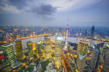 Fototapeta na wymiar Shanghai, China City Skyline Aerial View