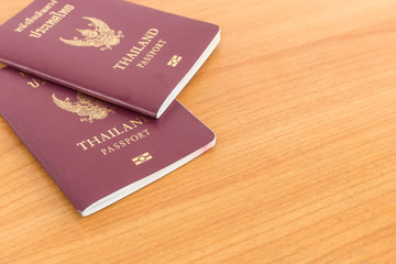 Thailand Passport on wood background