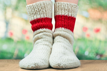 pair of wool knitted socks