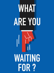 Fototapeta premium Word WHAT ARE YOU WAITING FOR
