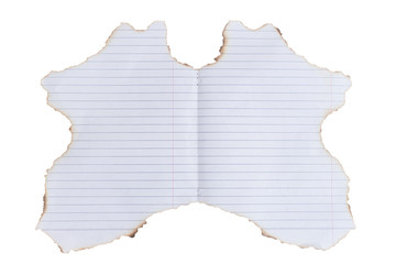 Lined paper with burned edges