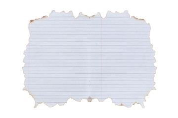 Lined paper with burned edges
