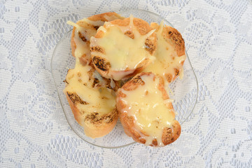 top view garlic cheese bread