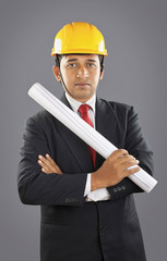 Indian architect  with blue print