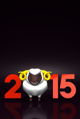 Smile White Sheep, 2015 On Black Text Space