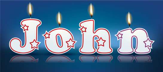 JOHN written with burning candles