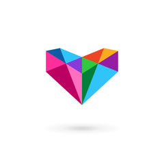 Diamond logo icon design template with letter V and heart