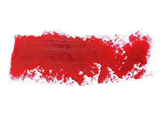 red grunge brush strokes oil paint isolated on white