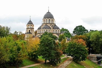 Fototapeta na wymiar Our Lady of the Sign orthodox church in Vilnius