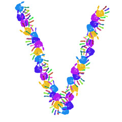 Conceptual children hand print font isolated