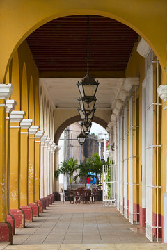 Colonial architecture in a Remedios town, Cuba