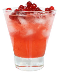 Cocktail with cranberry juice and ice cubes