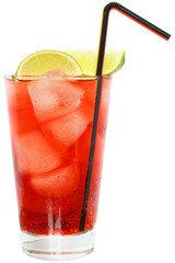 Cocktail with cranberry juice and lime
