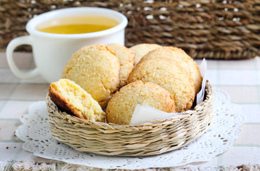 Coconut and cornmeal biscuits