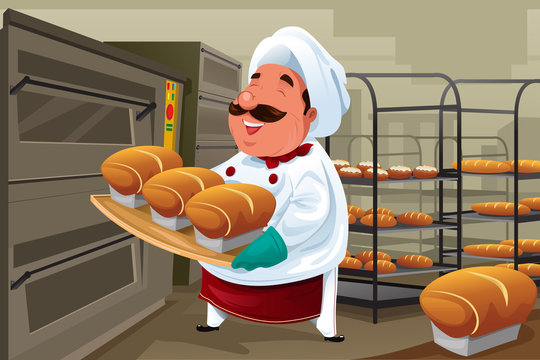 Premium AI Image  A baker in a bakery is making bread.