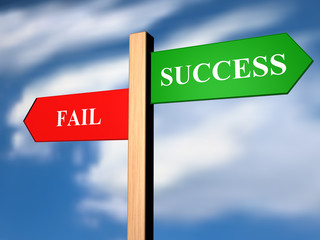 Obraz premium Table sign with success and fail