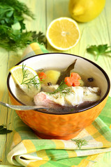 Fish soup from sea perch.