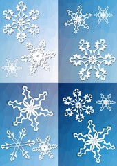 Quartered winter background with snowflakes ....Quadrat